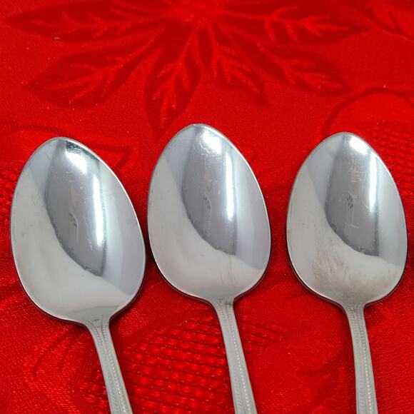 5X Tsp Oneida Oneidacraft Stainless Needlepoint Beaded Artistry Teaspoon - Picture 3 of 12